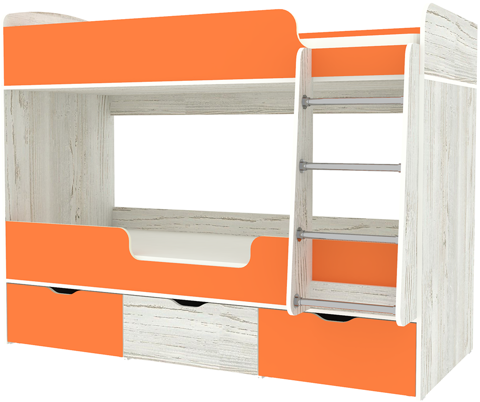 Изображение товара Кровать Кариви Малыш двойняшка 00561-30-20-00 183x146x83 см ЛДСП цвет оранжевый/винтерберг