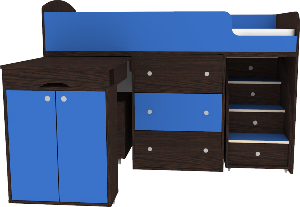 Изображение товара Кровать Кариви Малыш 00001-02-22-00 чердак 164x114 см венге/голубой