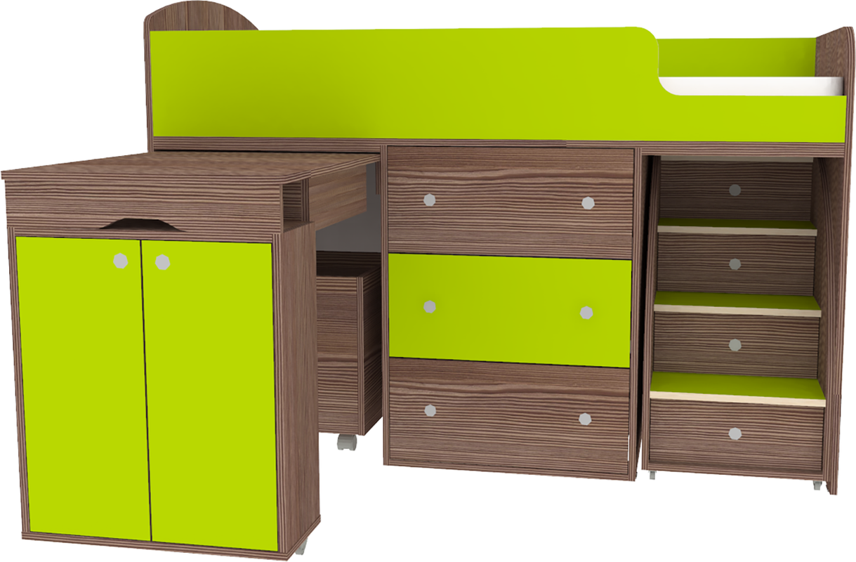 Изображение товара Кровать Кариви Малыш 00001-03-24-00 164x114x74 см ЛДСП цвет лайм/бодега темный