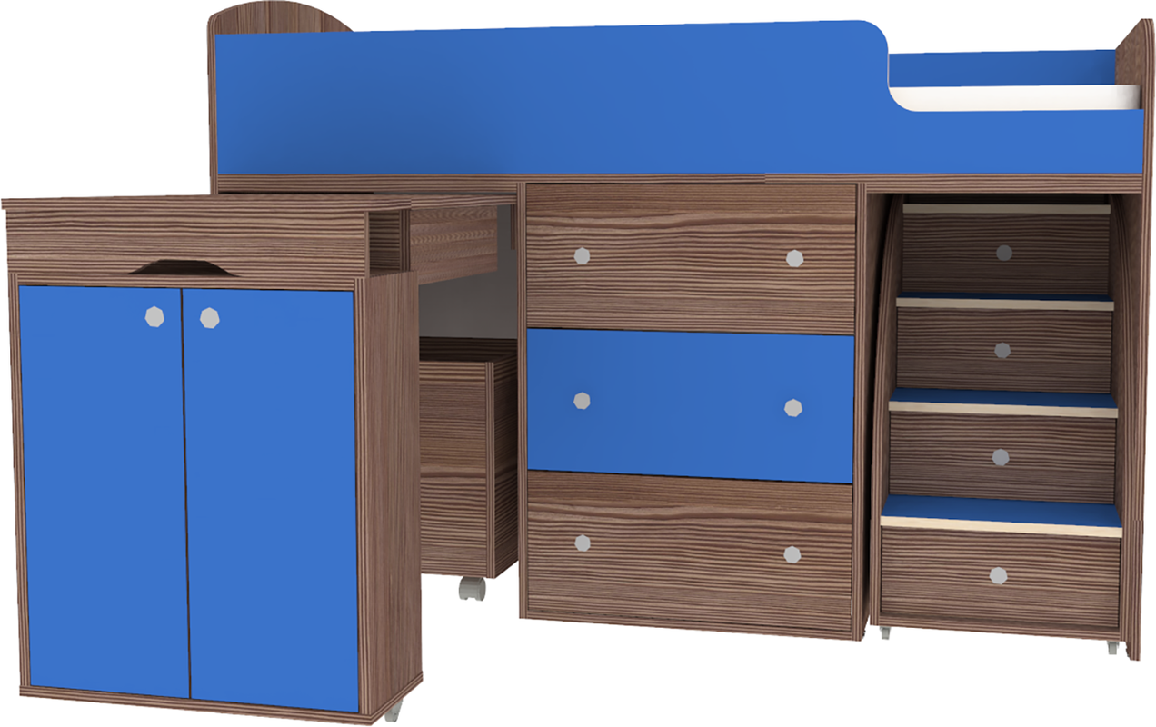 Изображение товара Кровать Кариви Малыш 00001-03-22-00 164x114x74 см ЛДСП цвет светло-голубой/бодега темный