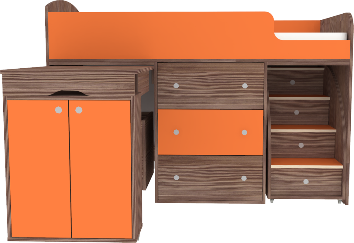Изображение товара Кровать Кариви Малыш 00001-03-20-00 164x114x74 см ЛДСП цвет оранжевый/бодега темный