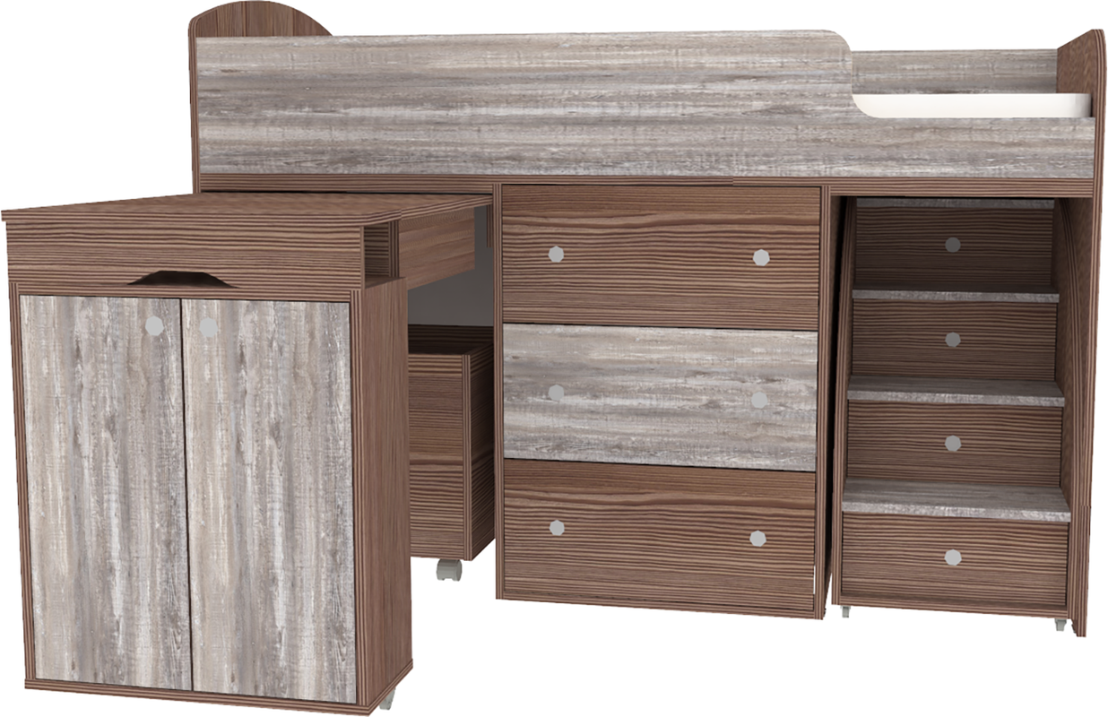 Изображение товара Кровать чердак Малыш Кариви 164x74 см ЛДСП темно-коричневый бетон