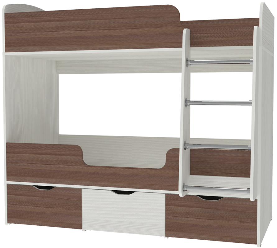 Изображение товара Кровать Кариви Малыш двойняшка 00256-04-03-00 163x145x73 см ЛДСП цвет бодега темный/белое дерево