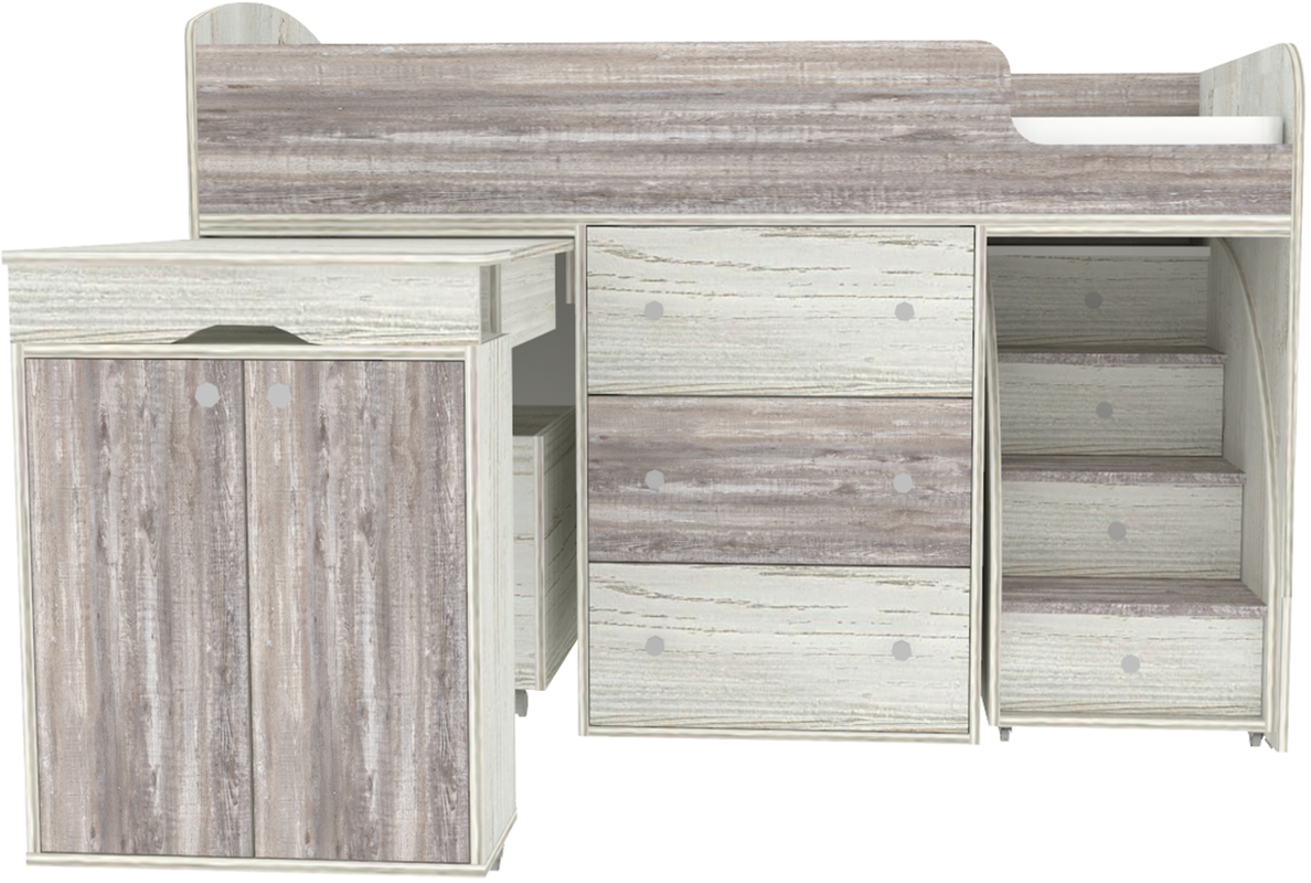 Изображение товара Детская кровать Кариви Малыш на чердаке с комодом и столом 70х160 см