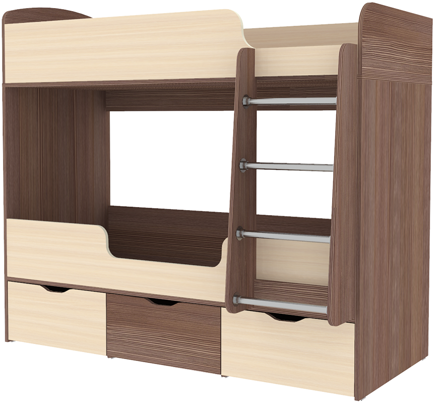 Изображение товара Кровать Кариви Малыш двойняшка 00256-03-01-00 163x145x73 см ЛДСП цвет дуб молочный/бодега темный