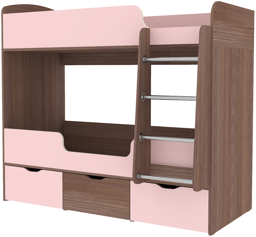 Изображение товара Кровать Кариви Малыш двойняшка 00256-03-23-00 163x145x73 см ЛДСП цвет розовый/бодега темный