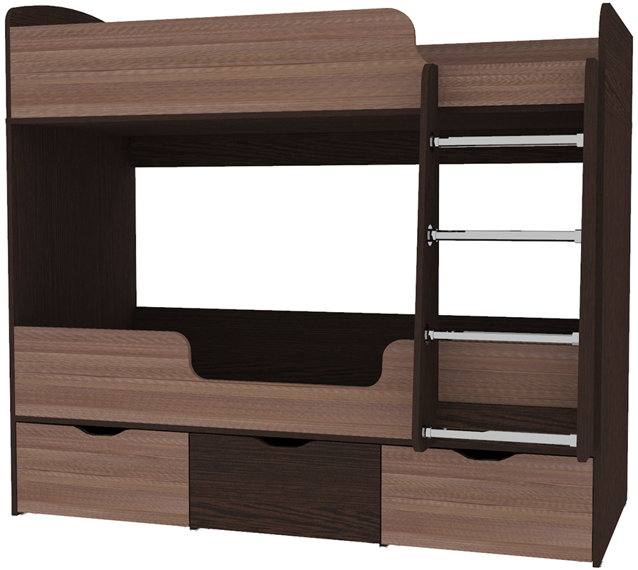 Изображение товара Детская двухъярусная кровать Кариви Малыш двойняшка 163x145 см венге
