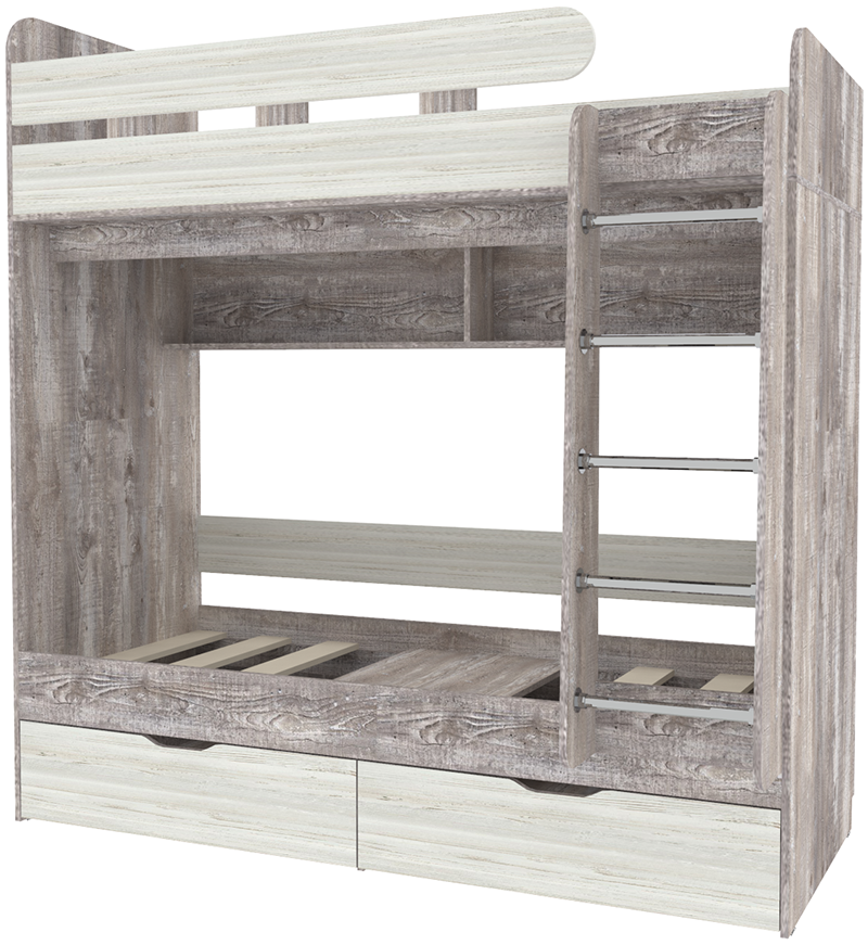 Изображение товара Кровать Кариви Юниор 5 00197-31-30-00 164x202x104 см ЛДСП цвет бетон/винтерберг