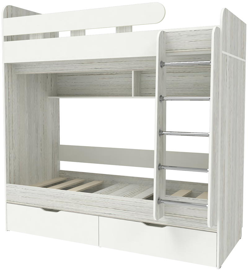 Изображение товара Кровать Кариви Юниор 5 00197-30-33-00 164x202x104 см ЛДСП цвет белый/винтерберг