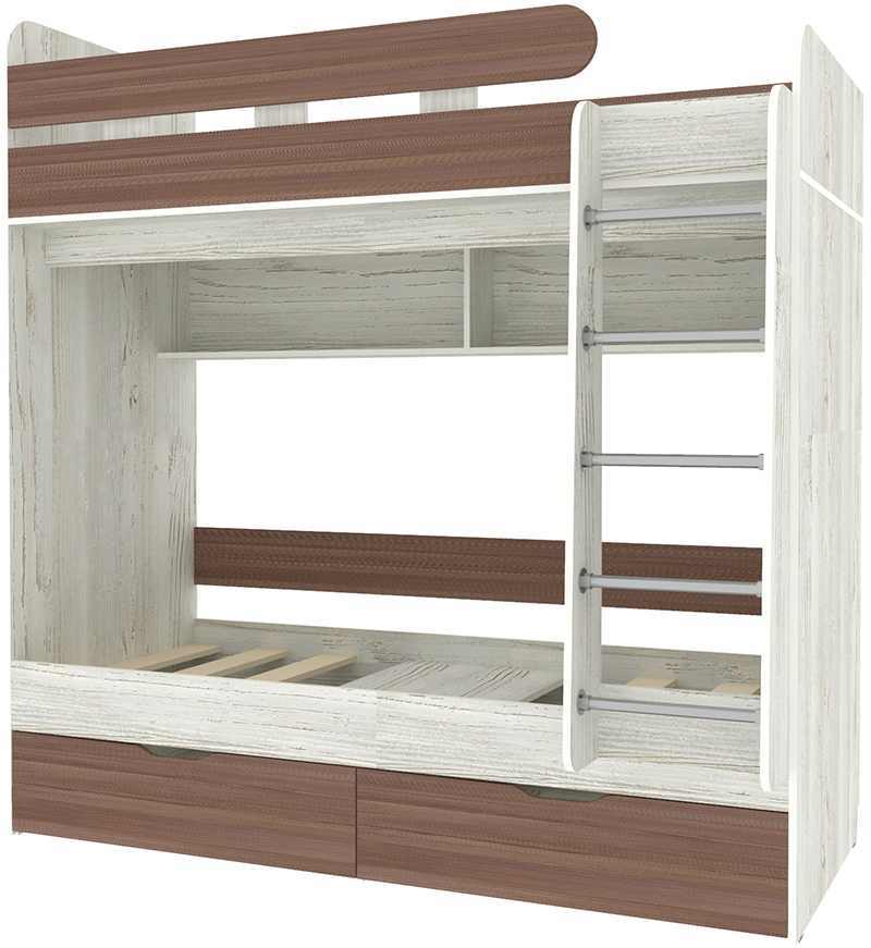 Изображение товара Кровать Кариви Юниор 5 00197-30-03-00 164x202x104 см ЛДСП цвет бодега темный/винтерберг