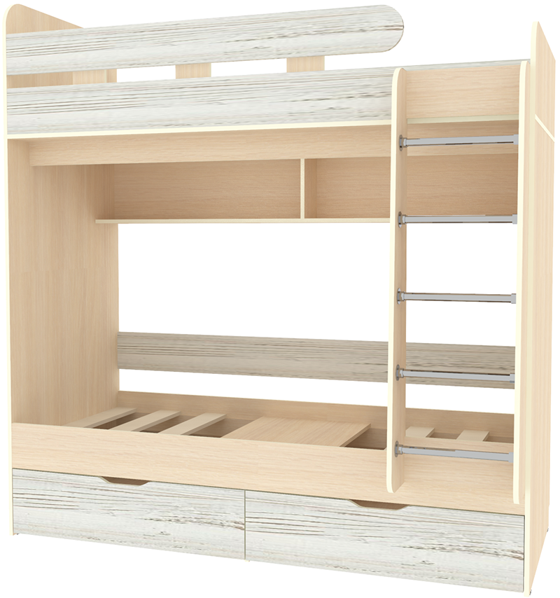 Изображение товара Кровать чердак Юниор 5 КАРИВИ 164x202 см ЛДСП цвет дуб молочный