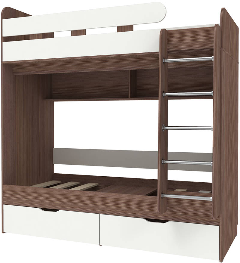 Изображение товара Кровать Кариви Юниор 5 00197-03-33-00 164x202x104 см ЛДСП цвет белый/бодега темный