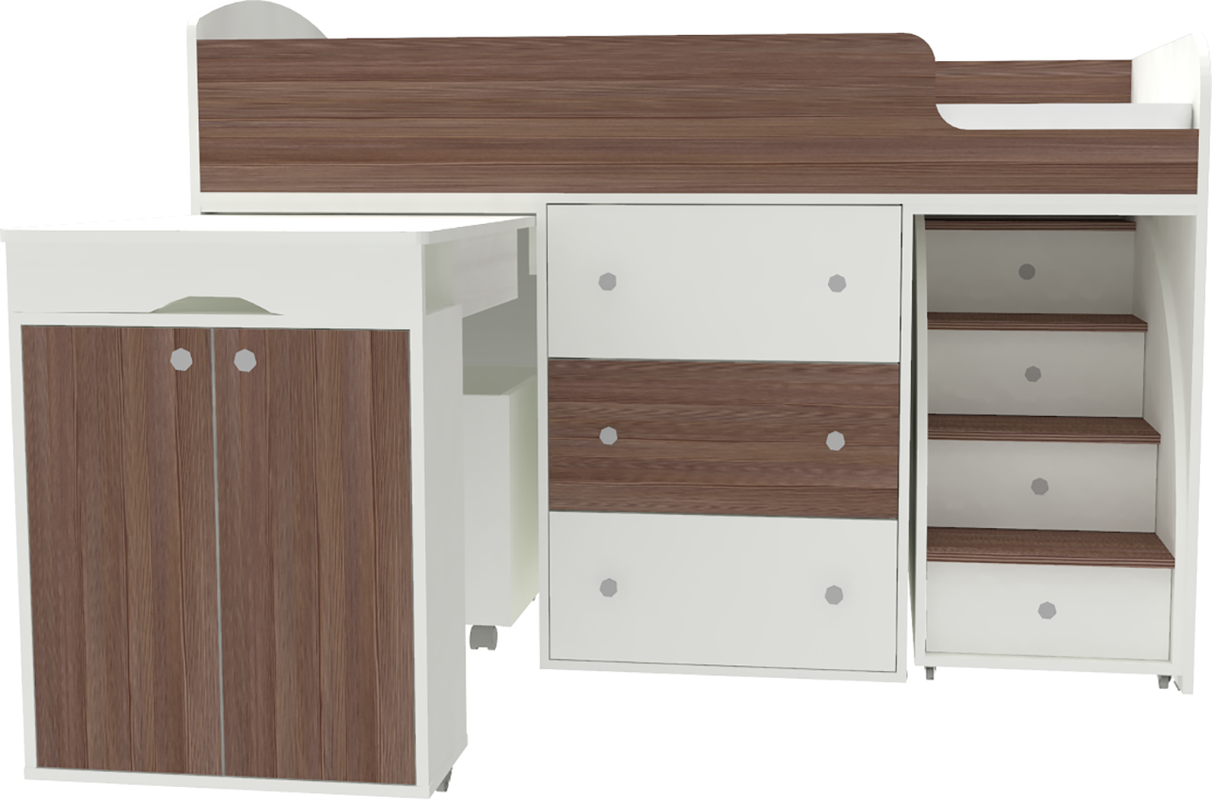 Изображение товара Кровать Кариви Малыш 00001-33-03-00 164x114x74 см ЛДСП цвет белый/бодега темный