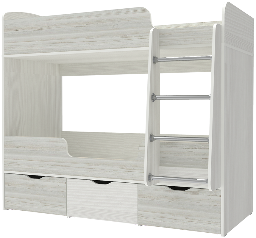 Изображение товара Детская двухъярусная кровать Кариви Малыш двойняшка 00256-04-30-00 белая с ящиками