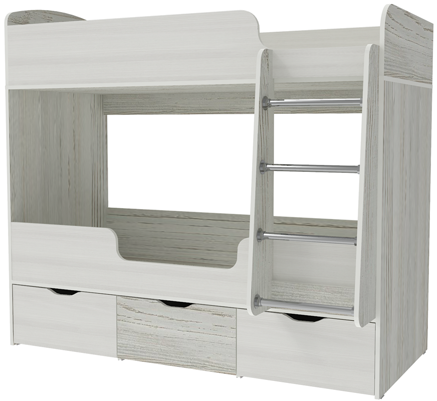 Изображение товара Двухъярусная кровать Кариви Малыш двойняшка 163x145 см белое дерево