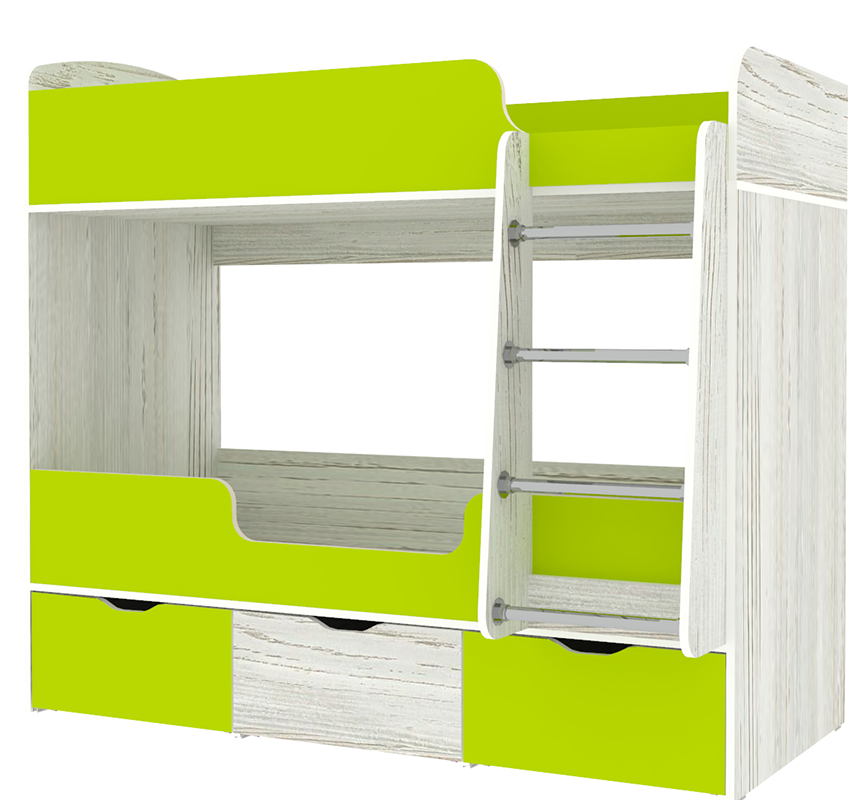 Изображение товара Кровать Кариви Малыш двойняшка 00256-30-24-00 163x145x73 см ЛДСП цвет лайм/винтерберг