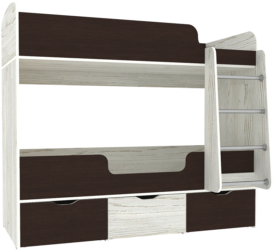 Изображение товара Двухъярусная кровать Кариви Малыш двойняшка 163x145 см из ЛДСП цвет венге