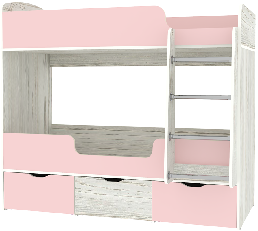 Изображение товара Двухъярусная кровать Кариви Малыш двойняшка 163x145 см розовая