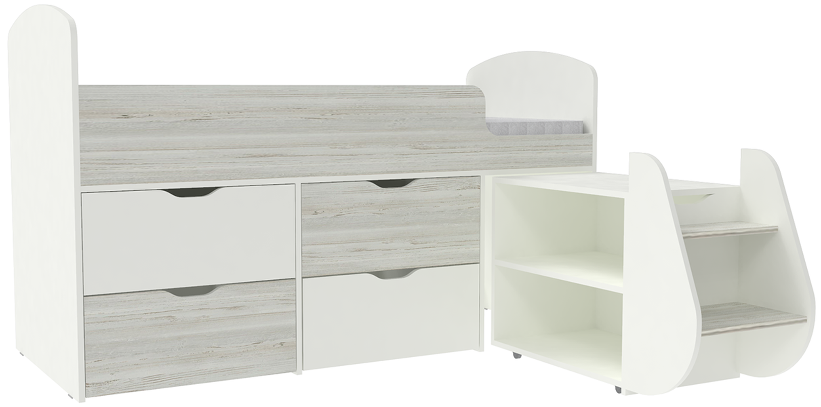 Изображение товара Кровать Кариви Малыш 7 00450-33-30-00 164x101x74 см ЛДСП цвет белый/винтерберг