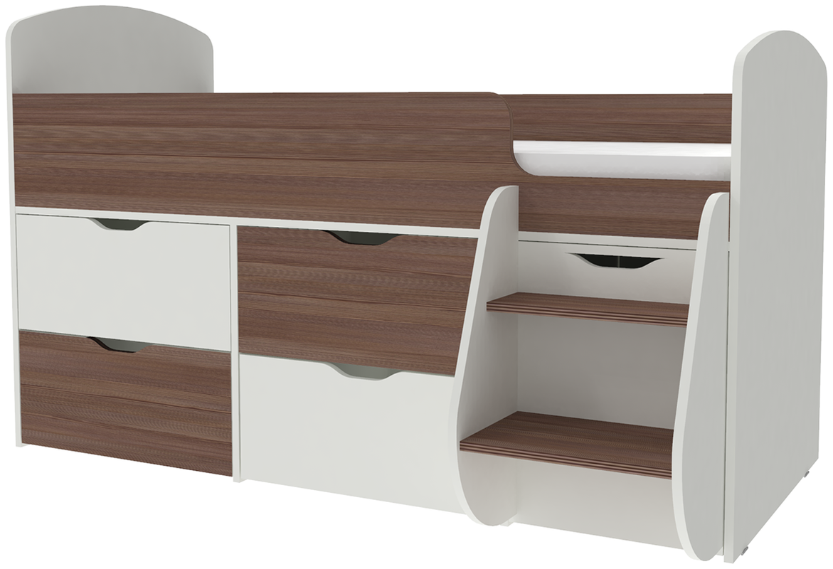 Изображение товара Кровать Кариви Малыш 7 чердак белый/бодега темный 164x101 см