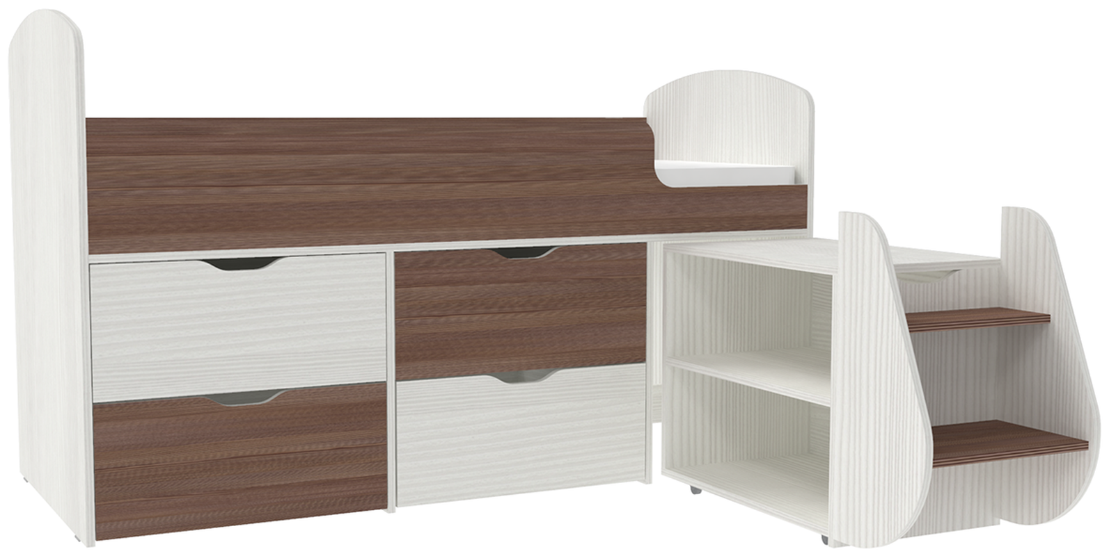 Изображение товара Кровать Кариви Малыш 7 чердак 164x101 см ЛДСП белый/темный