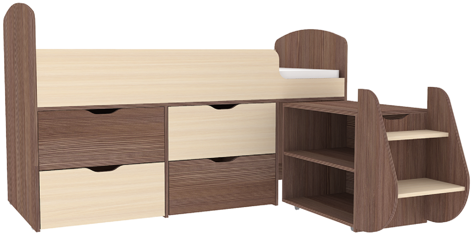 Изображение товара Кровать Кариви Малыш 7 чердак с ящиками 164x101 см ЛДСП