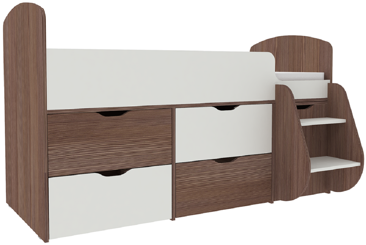 Изображение товара Кровать Кариви Малыш 7 164x101 см белая и темно-коричневая