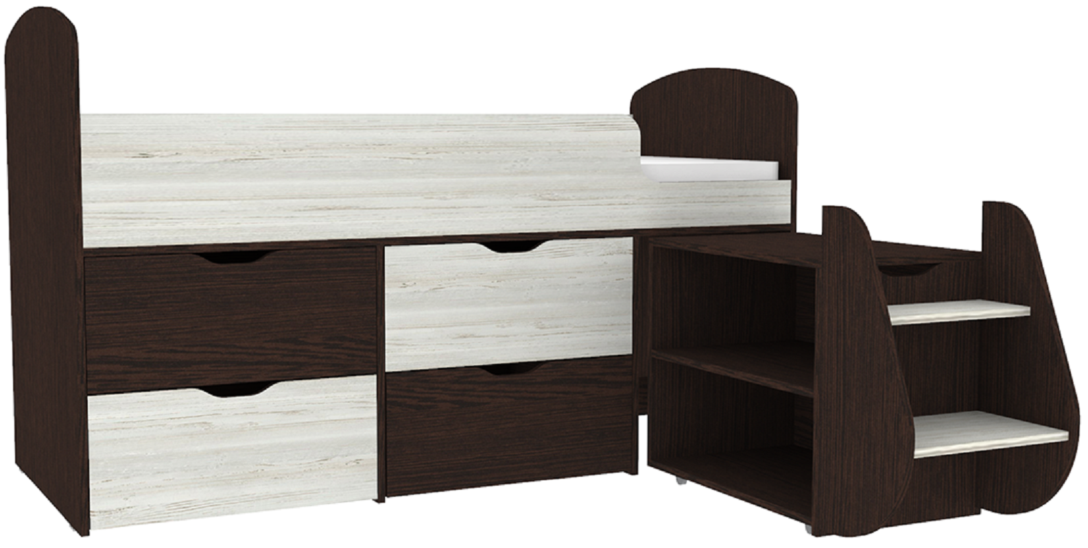 Изображение товара Детская кровать Кариви Малыш 7, 164x101x74 см, цвет венге