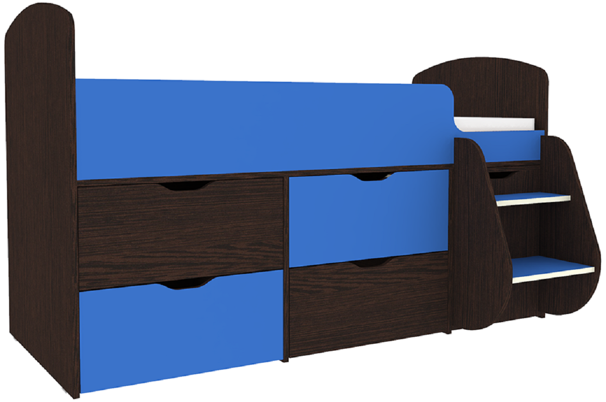 Изображение товара Кровать чердак Кариви Малыш 7 с ящиками безопасная для детей многоцветная Россия