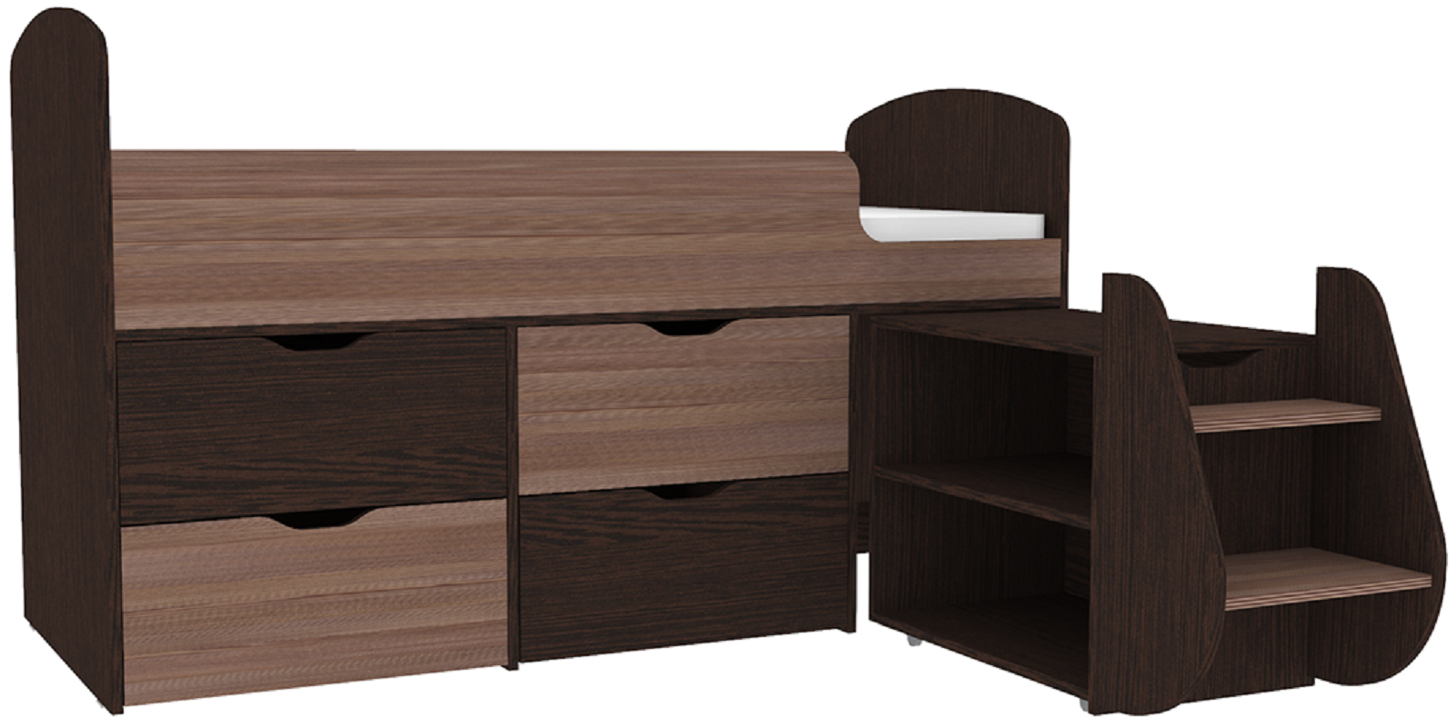 Изображение товара Кровать чердак Кариви Малыш 7 164x101 см ЛДСП венге темный Россия