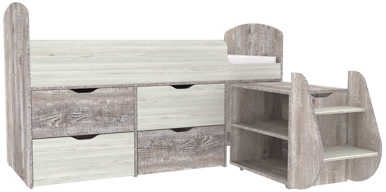 Изображение товара Детская кровать Кариви Малыш 7 164x101x74 см из ЛДСП безопасная и практичная