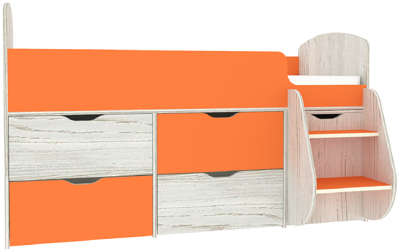 Изображение товара Детская кровать чердак Кариви Малыш 7 164x101x74 см оранжевый/винтерберг
