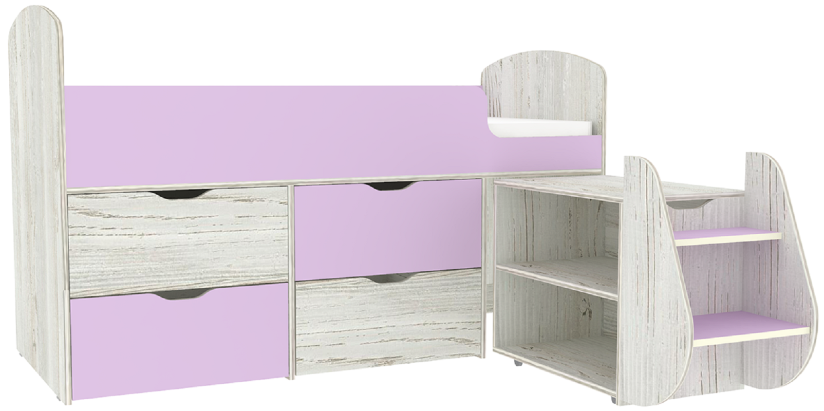 Изображение товара Детская кровать Кариви Малыш 7 164x101x74 см с 4 ящиками и безопасными бортиками