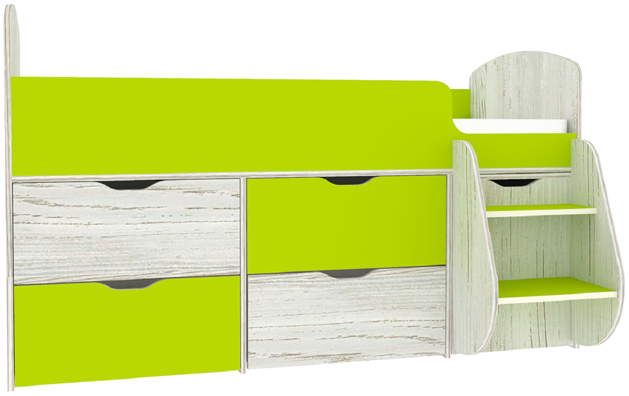Изображение товара Кровать Кариви Малыш 7 164x101x74 см ЛДСП цвет лайм/винтерберг