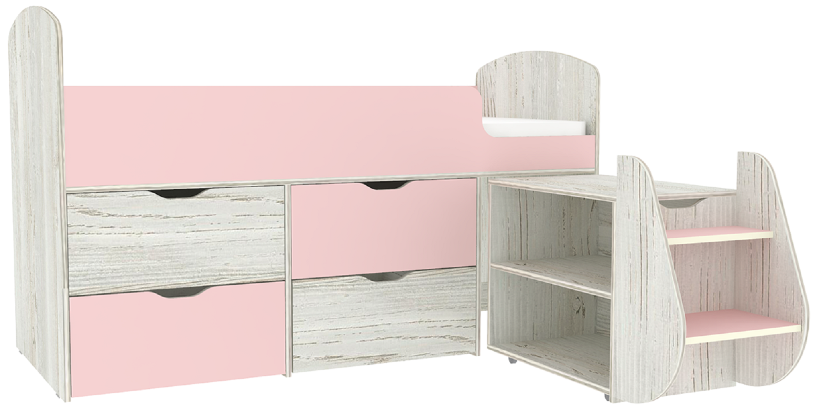 Изображение товара Детская кровать чердак Кариви Малыш 7 164x101x74 см розовый