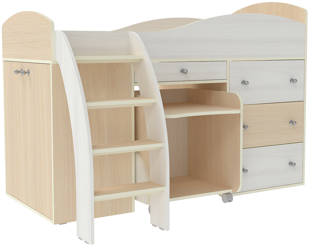 Изображение товара Детская кровать чердак Малыш КАРИВИ 70х160 светлое дерево Россия Изображение товара Детская кровать чердак Малыш КАРИВИ 70х160 светлое дерево Россия