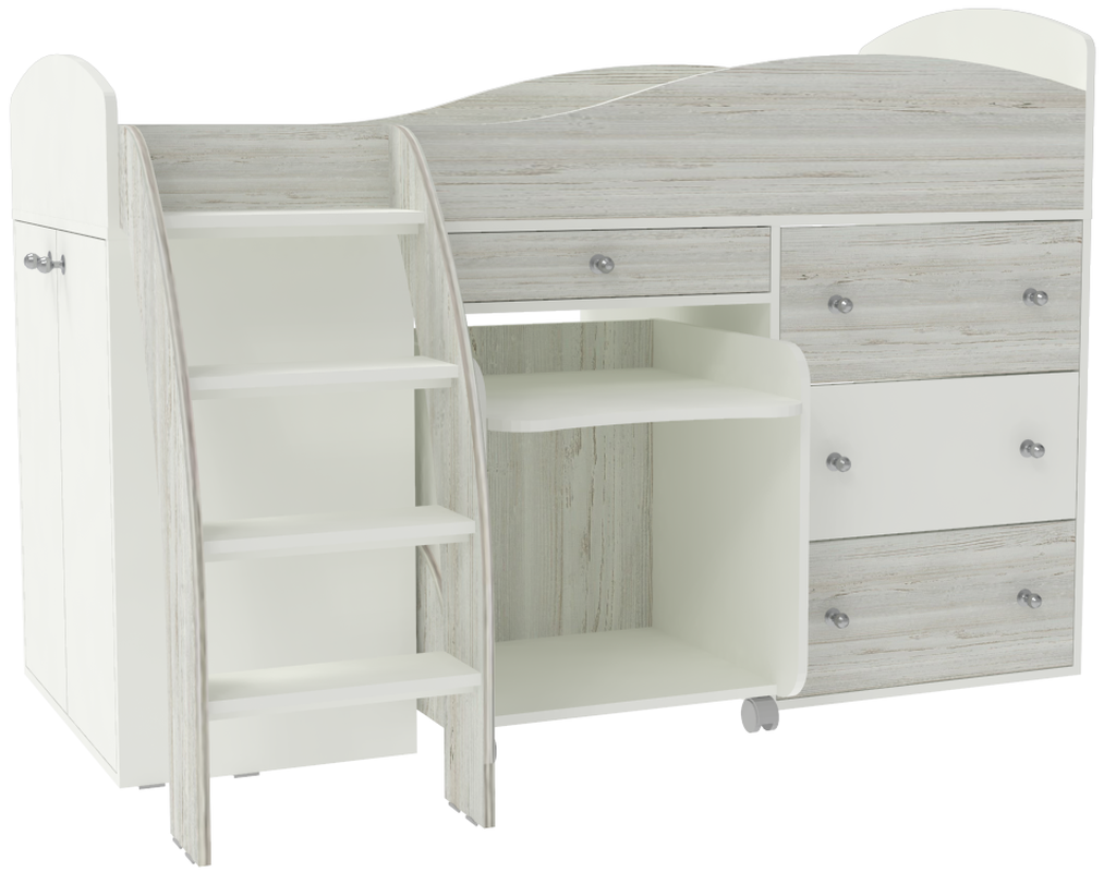 Изображение товара Кровать Кариви Малыш 2 164x110x74 см ЛДСП цвет белый/винтерберг