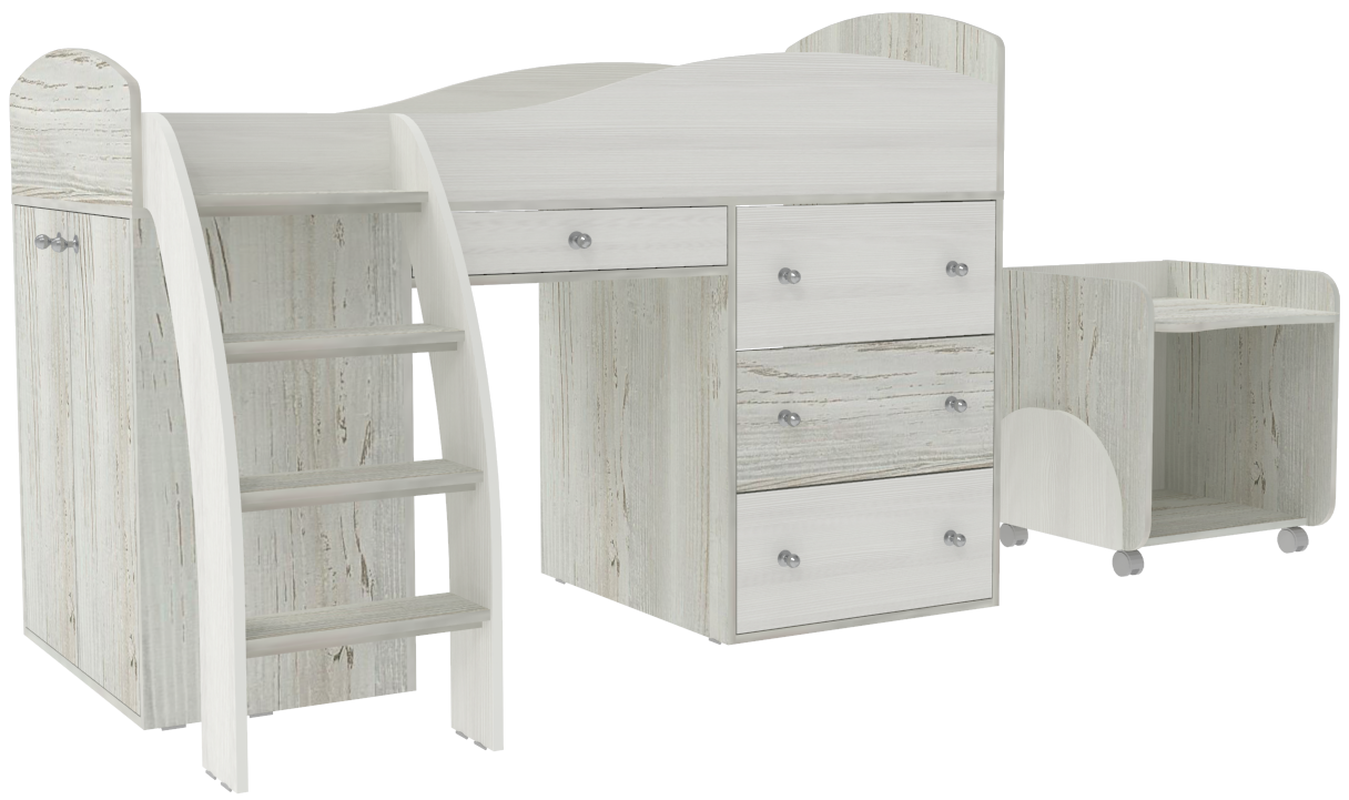 Изображение товара Детская кровать-чердак Кариви Малыш 2 из ЛДСП 164x110 см с лестницей и столиком