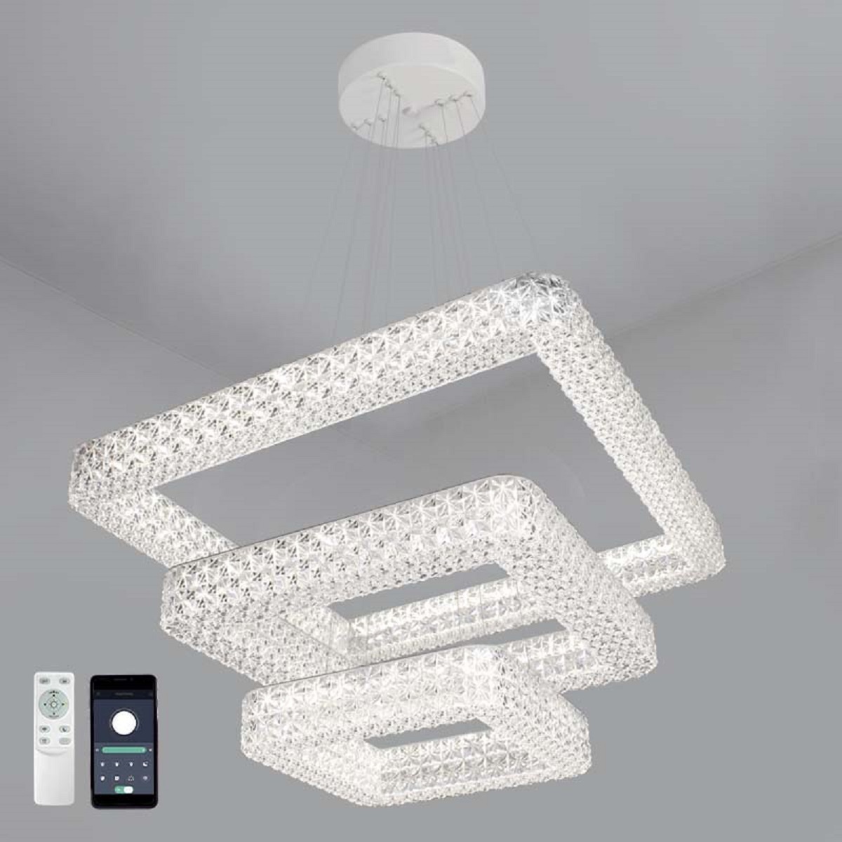 Изображение товара Люстра потолочная светодиодная Estares AKRILIKA с пультом управление 25 м² white modern