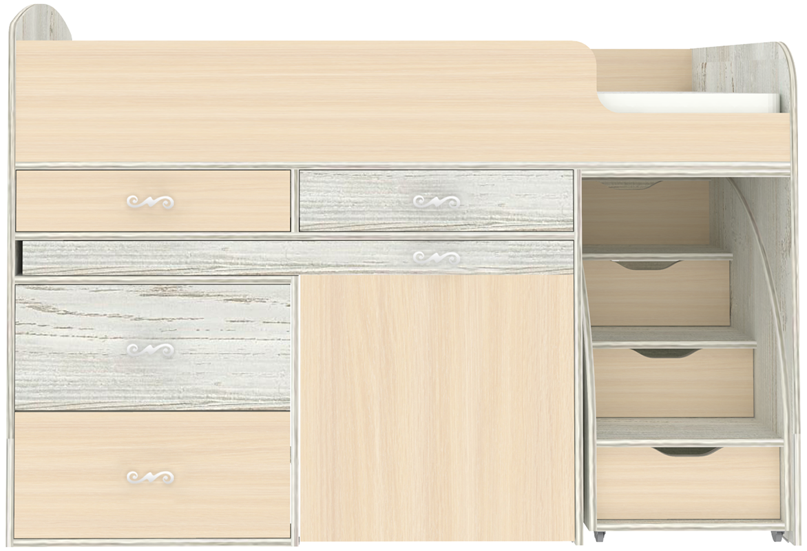 Изображение товара Кровать Кариви Малыш 6 163x104x73 см ЛДСП цвет дуб молочный/винтерберг