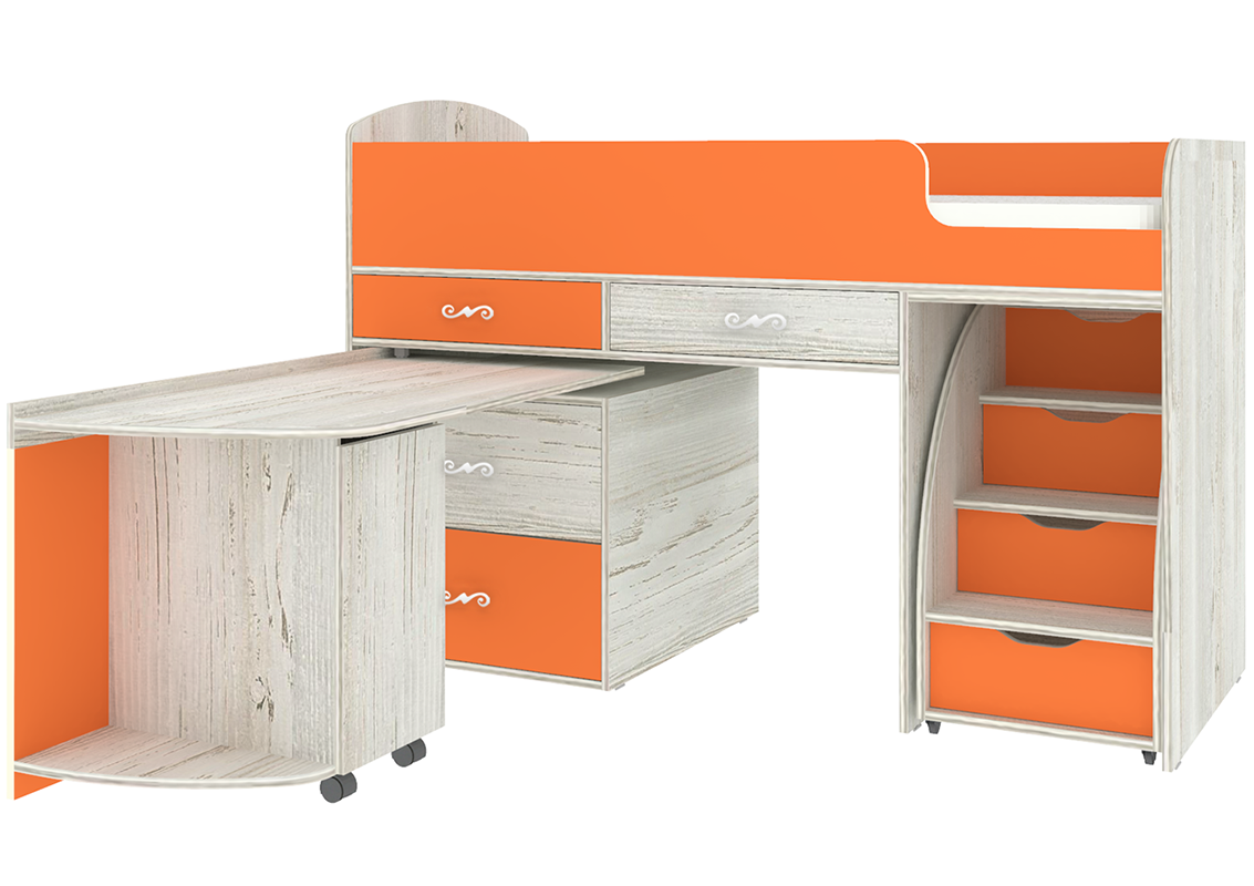 Изображение товара Кровать Кариви Малыш 6 163x104x73 см ЛДСП цвет оранжевый/винтерберг