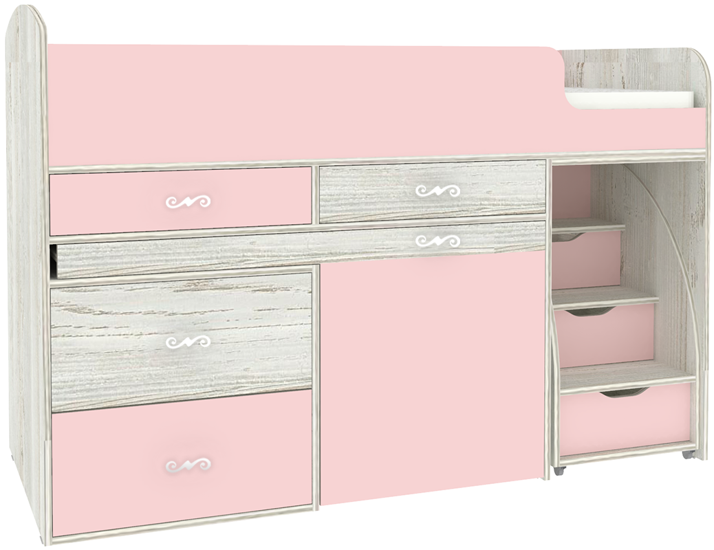 Изображение товара Кровать Кариви Малыш 6 163x104x73 см ЛДСП цвет розовый/винтерберг