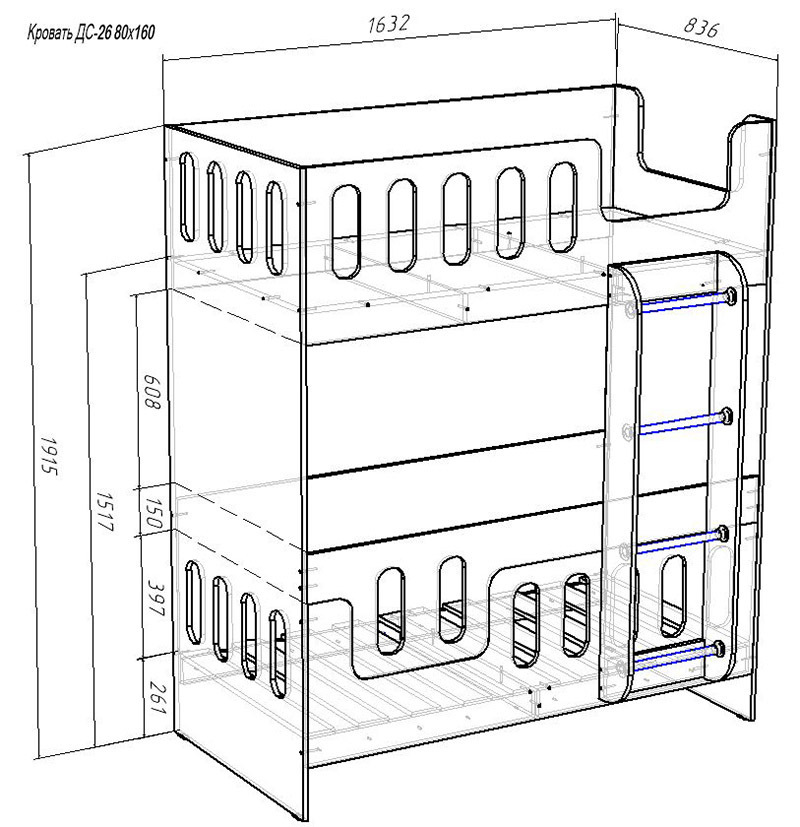 Изображение товара Детская двухъярусная кровать Кариви Сказочный Домик 163x191 см лайм
