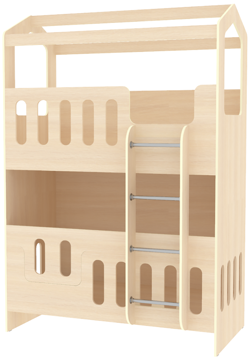 Изображение товара Двухъярусная детская кровать Кариви Сказочный Домик 163.2x240 см светлый дуб