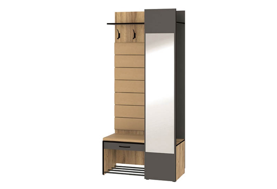 Изображение товара Комплект мебели Ивару Ольга Лофт 2 для прихожей, 80x200x35 см, дуб золотой