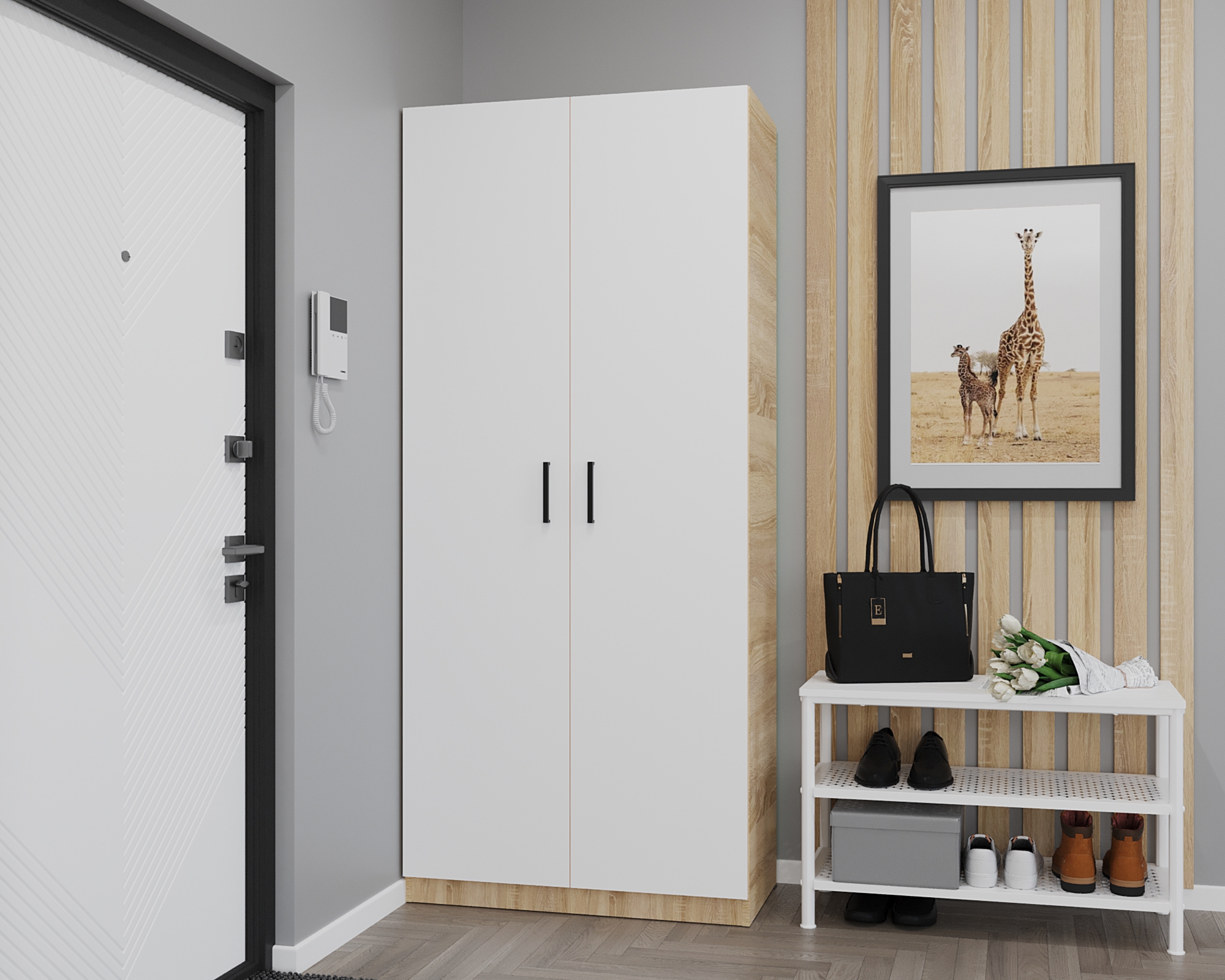 Изображение товара Шкаф МК Мама 80x182x40 см ЛДСП цвет белый/дуб