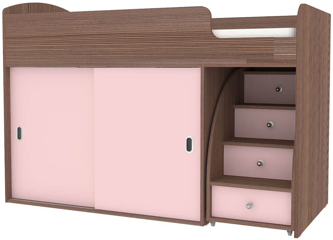 Изображение товара Детская кровать Кариви Малыш купе 164x110x74 см из ЛДСП с шкафом и ограничителями