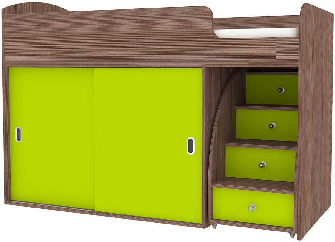 Изображение товара Кровать Кариви Малыш купе 164x110x74 см ЛДСП цвет лайм/бодега темный
