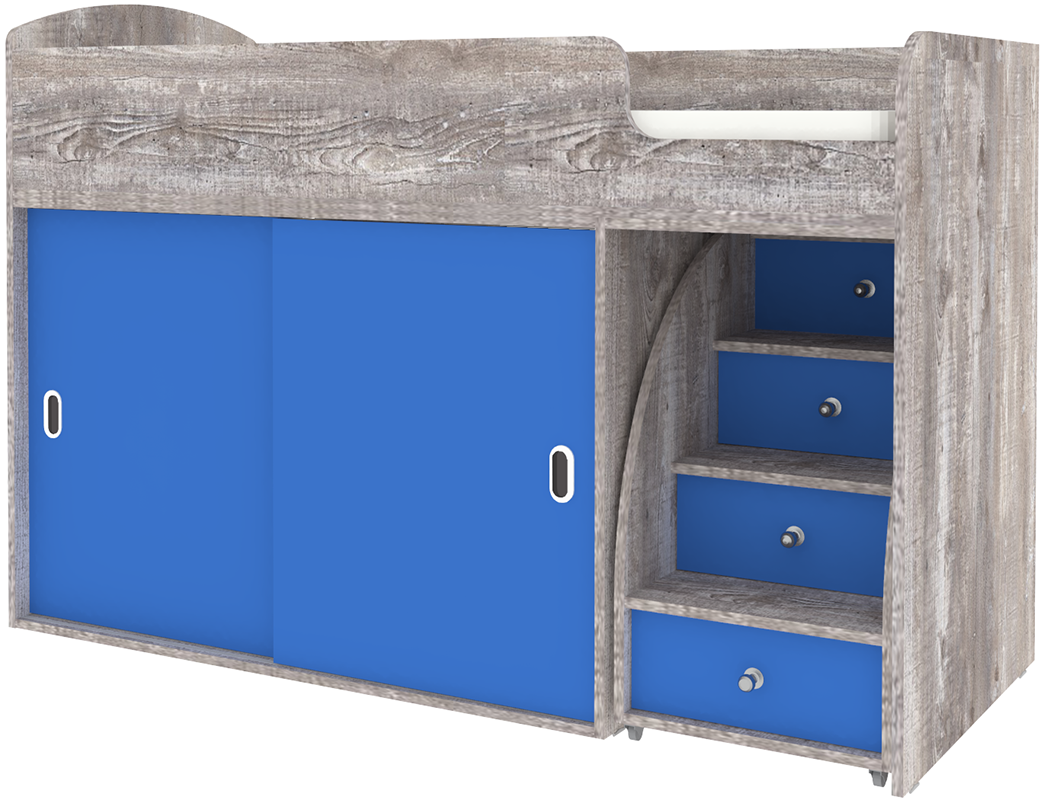 Изображение товара Кровать Кариви Малыш Купе 164x110 см ЛДСП бетон/светло-голубой