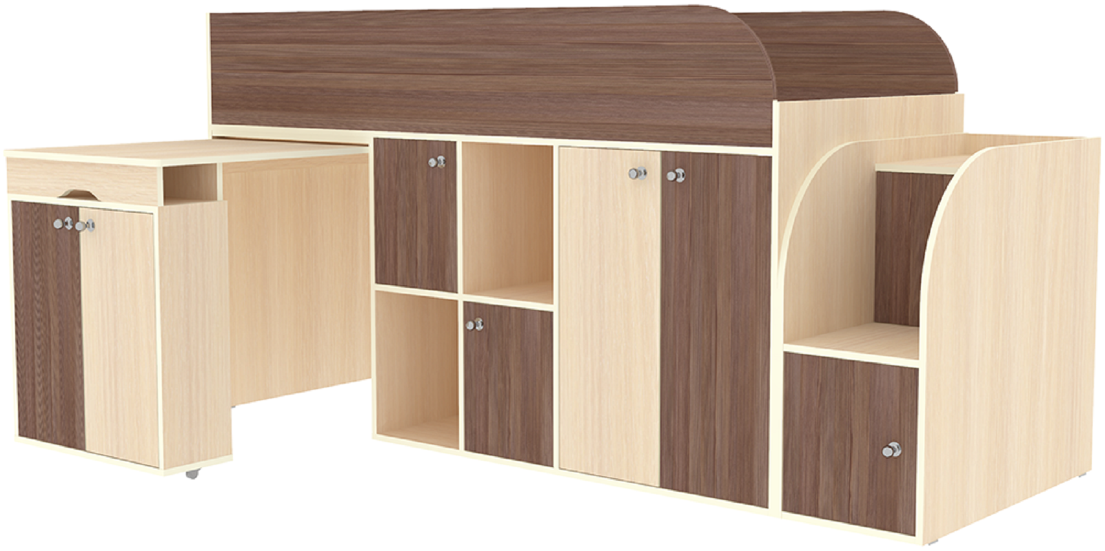 Изображение товара Кровать чердак Кариви Малыш 3 80х180 см с рабочей зоной и хранилищем